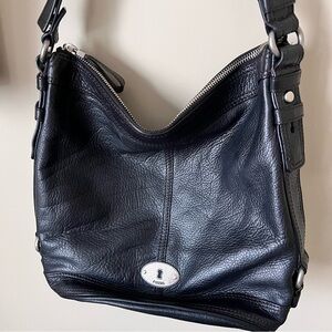 Vintage Fossil Leather Shoulder Bag Adjustable